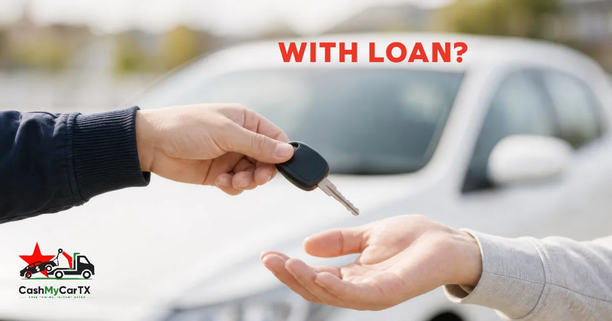 Handing over car keys during a sale — selling a car with a loan on it in Texas, CashMyCarTX